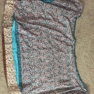 Elegant Blue and Brown Maxi Skirt